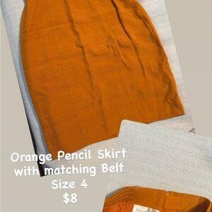 Dana Buchman Vibrant Orange Pencil Skirt